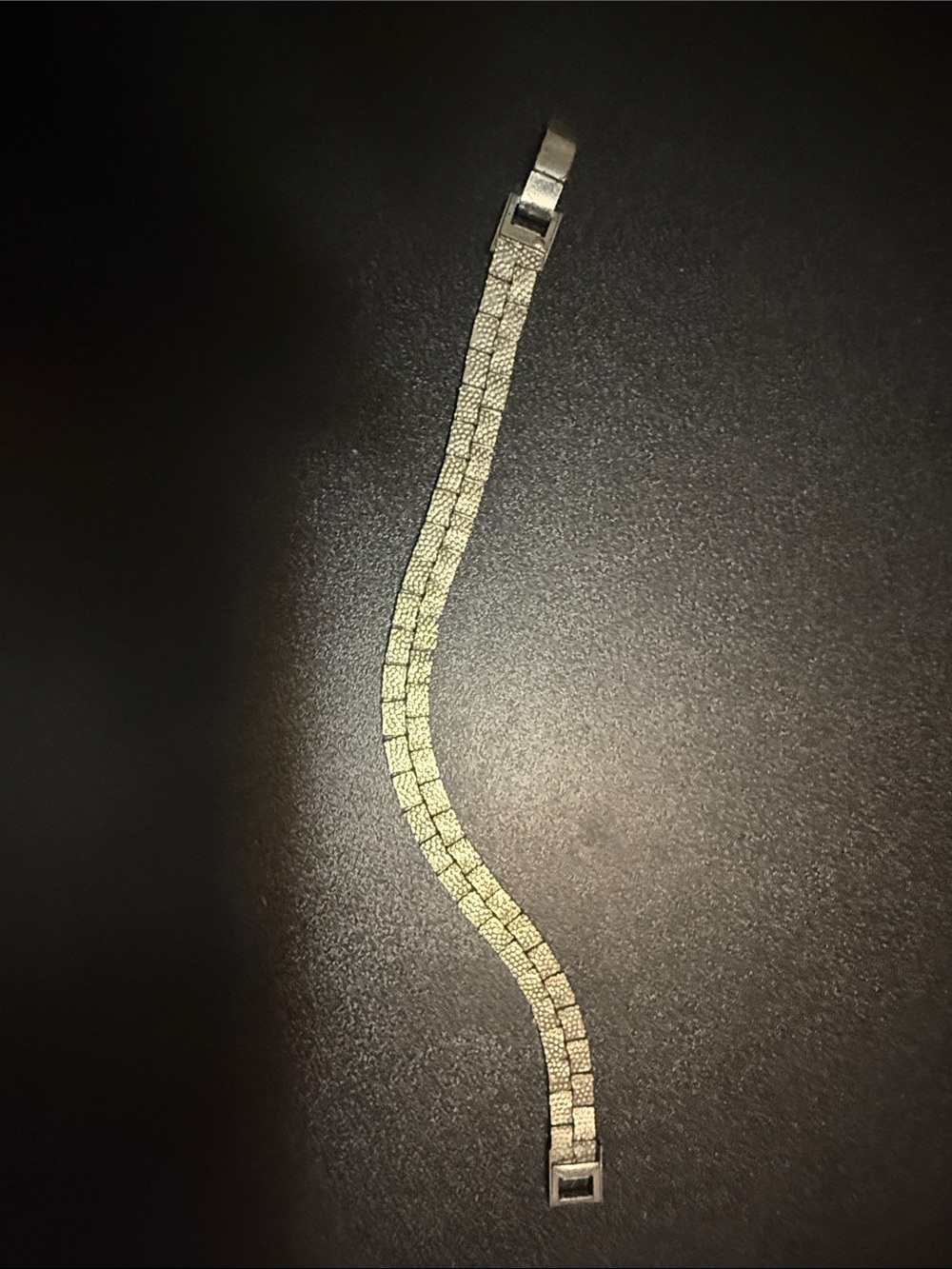7” Vintage Silver-Tone Textured Link Bracelet